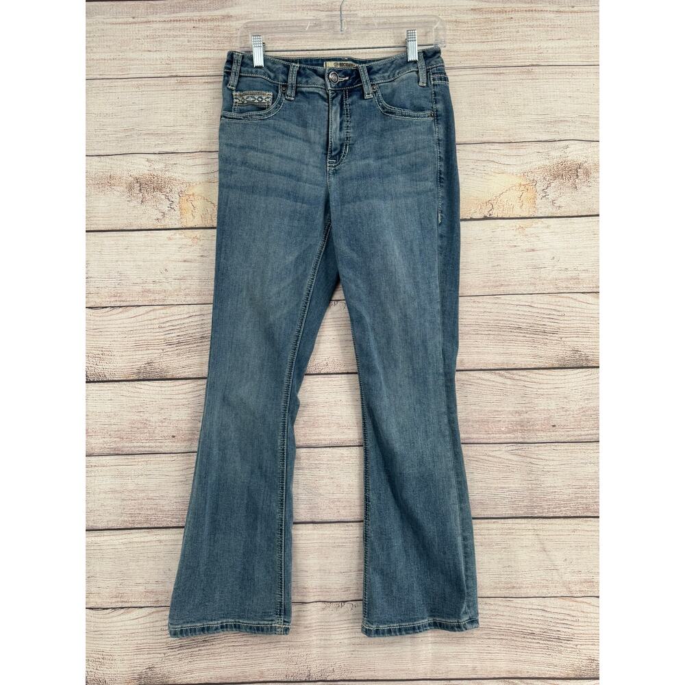Rock &‎ Roll Denim Mid Rise Bootcut Western Embroidered Jeans Womens 29 Blue